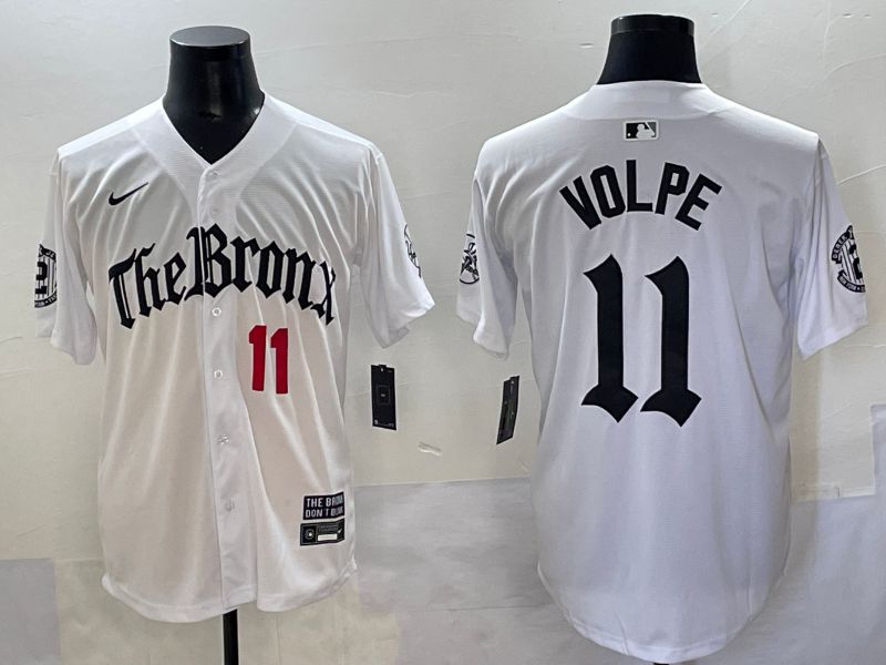 Men 2025 New York Yankees #11 Volpe White Five generations Joint Name Nike MLB Jersey style 3